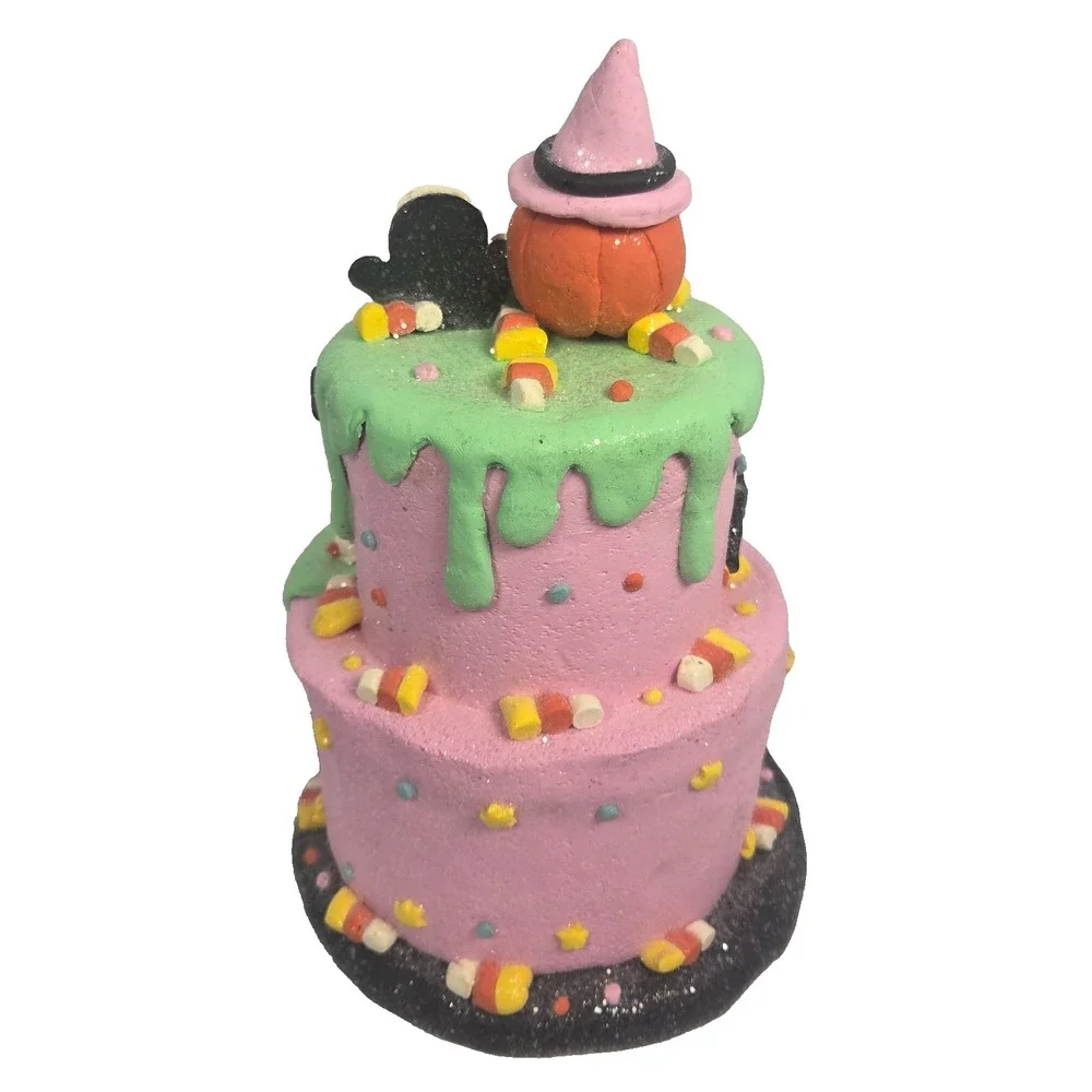 Unbranded Halloween Faux Cake Figurine Adults 10in Pink Mint New Ghost Pumpkin